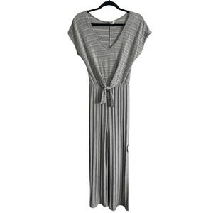 Caution‎ to The Wind Women's Gray Medium Jumpsuit Wide Leg Soft Tie Front
